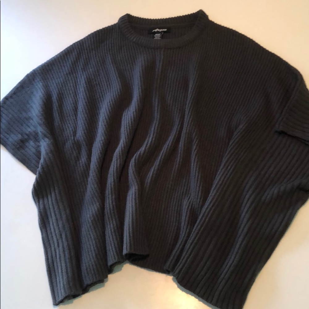 Smoke colored mixed rib poncho